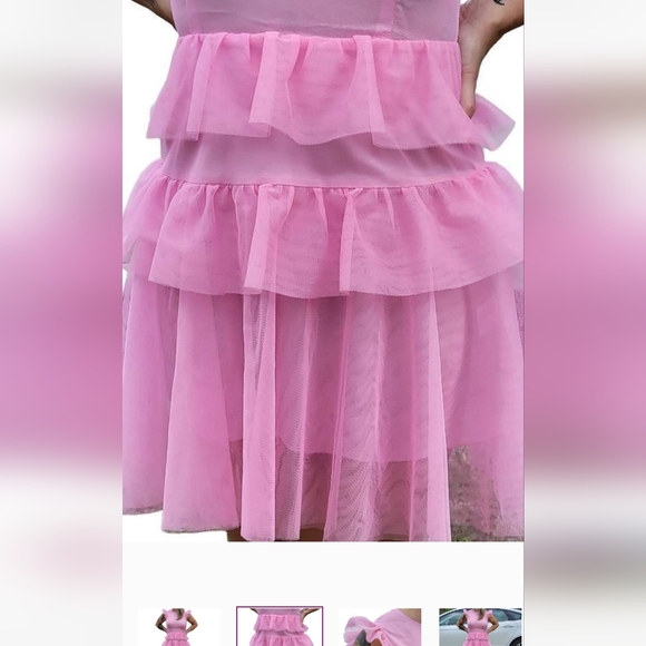 EWA HERZOG Designer Pink Multi Layer Tulle Dress Final Discount - Picture 5 of 12